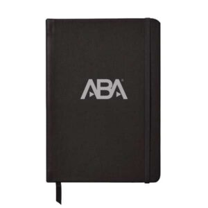 Black notebook with ABA logo