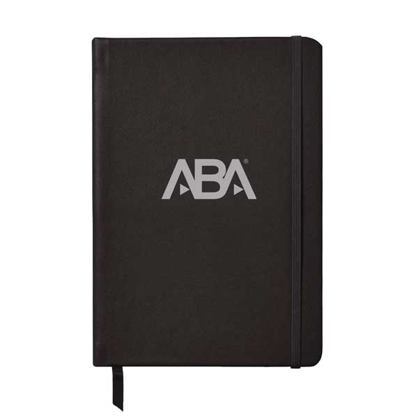 Black notebook with ABA logo